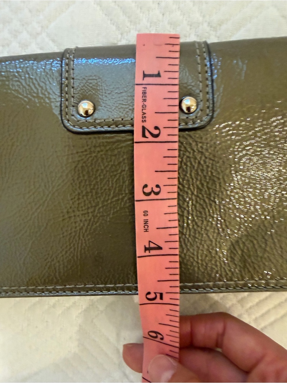 Coach Olive Patent Leather Wristlet with Silver Buckle - Picture 7 of 7